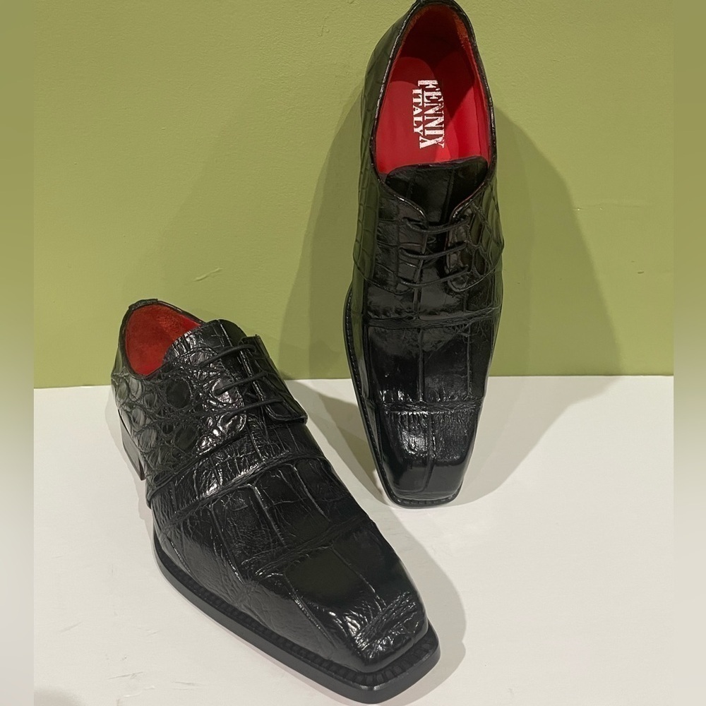 Fennix Italy shoes dressy black alligator Oxford